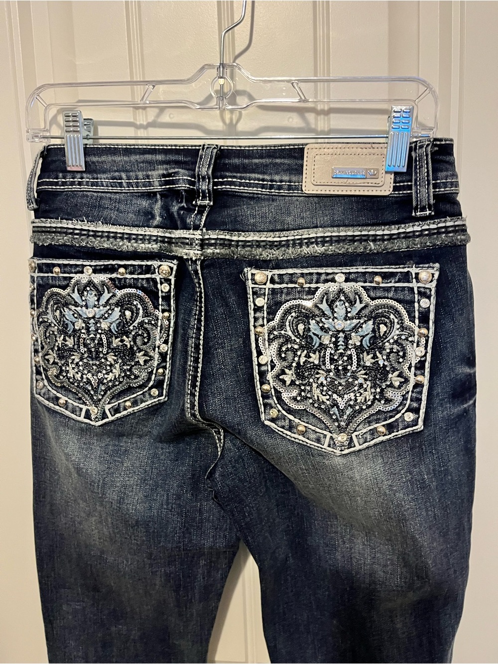 Embellished Dark Wash Women’s Jeans - Blue - Sexy Couture